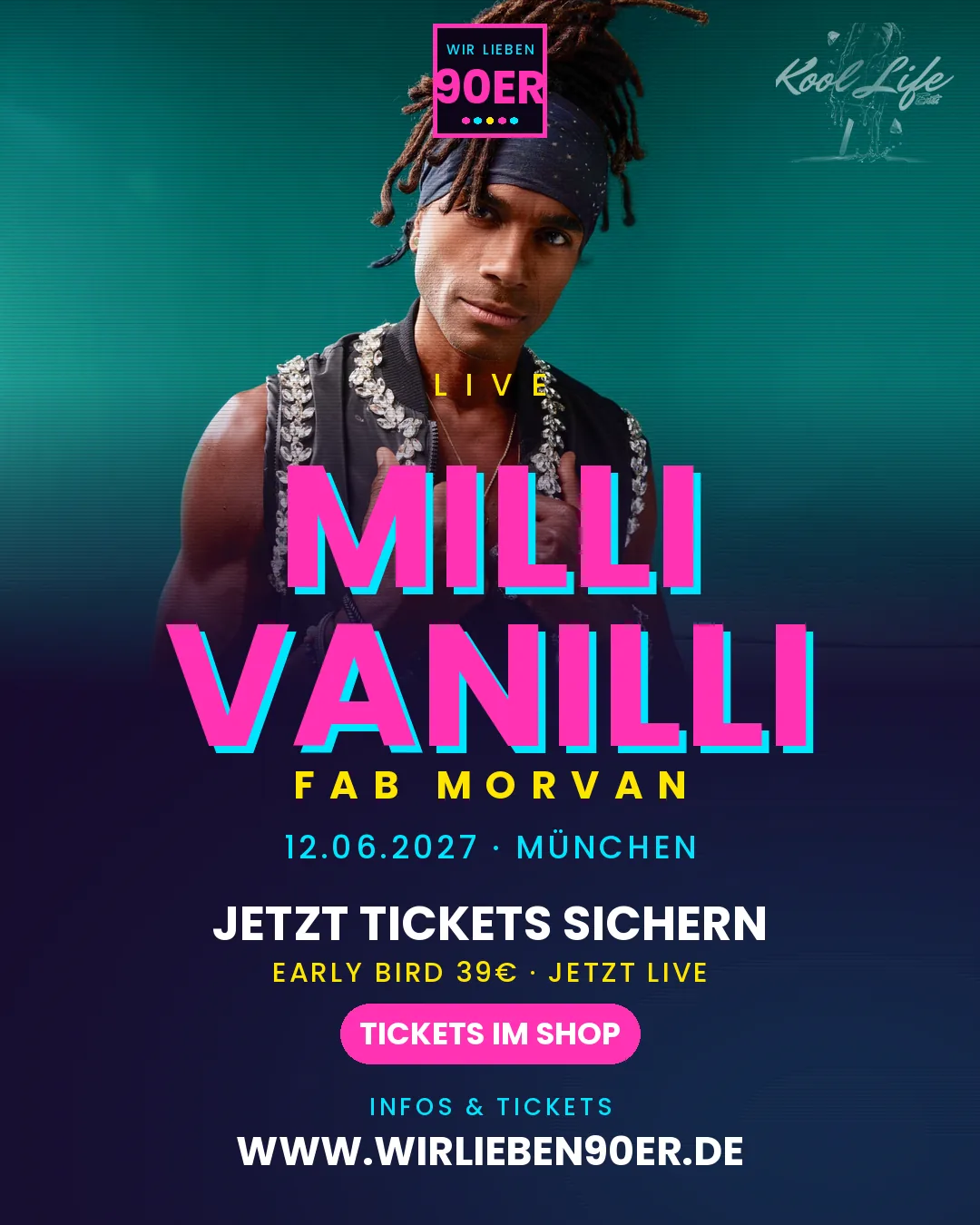 Offizielles Poster: Milli Vanilli feat. Fab Morvan bei WIR LIEBEN 90ER